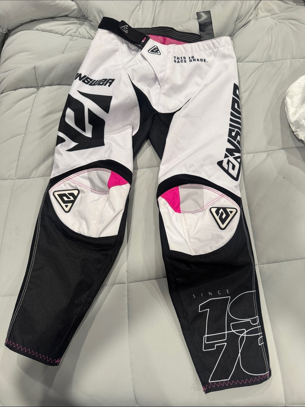 Youth Black & White Pants with Pink Accents